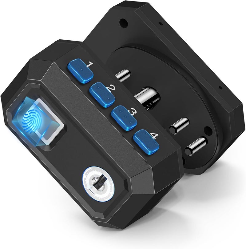 ONNAIS Defender SE Biometric Trigger Lock for Handguns, Rifles and Shotguns, Fingerprint Gun Trigger Lock with Keys, Keypad, Quick Release Gun Lock for Home, Travel, Car - Image 1
